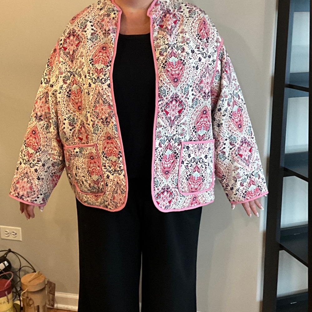 Torrid Pink Floral Quilted Utility Jacket
